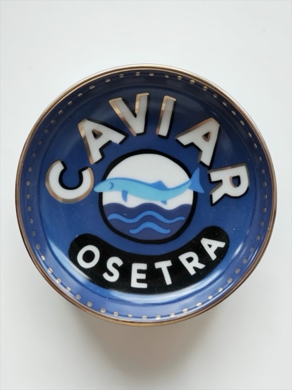 Anthropologie Caviar Oyster Trinket Tray | Navy Gold Coastal Dish NWT / NIB